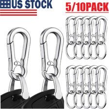 10Pcs Metal Keychain Carabiner Clip Keyring Key Ring Chain Clips Hook Holder USA