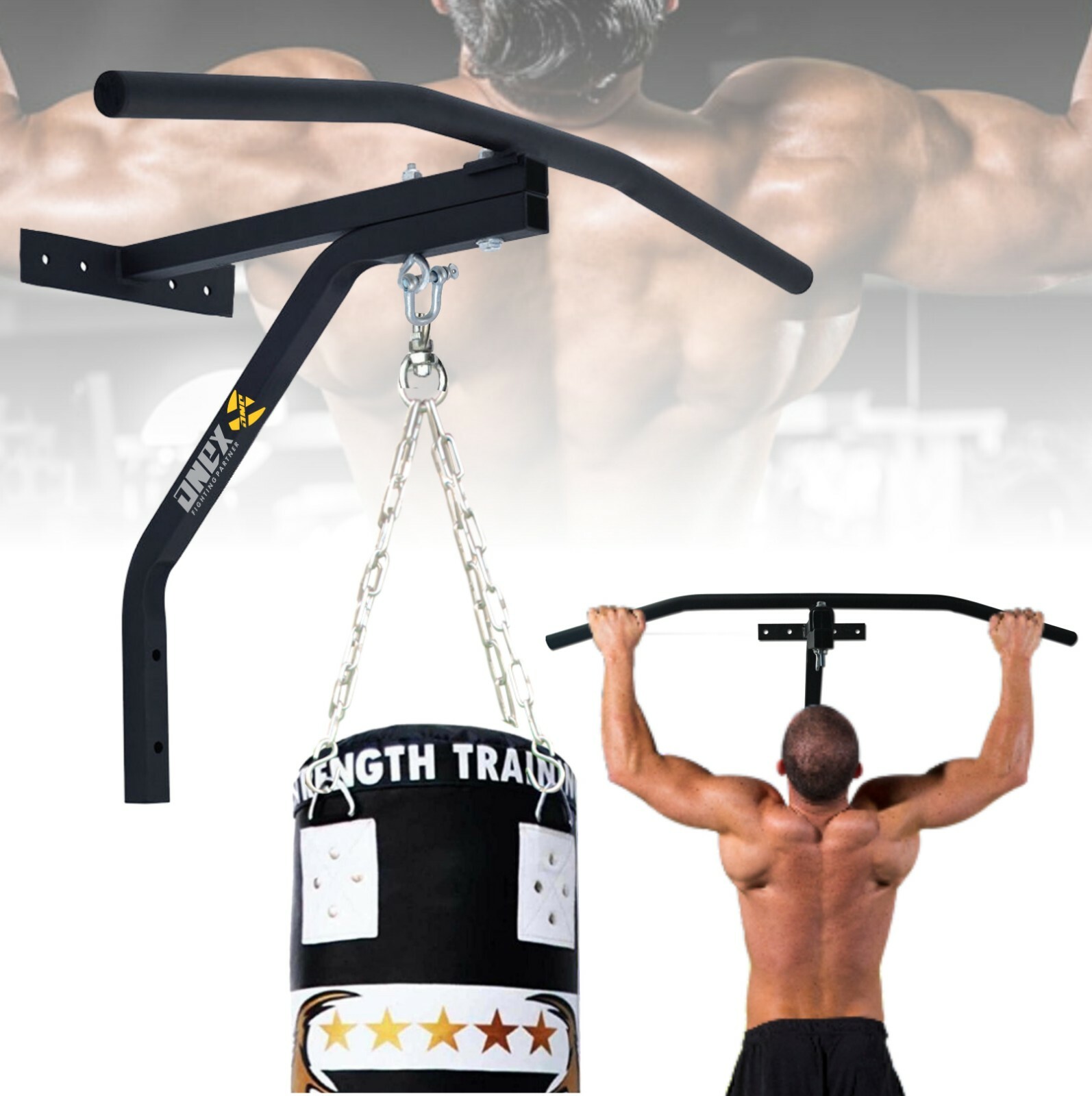 Wall Mounted Pull Up Bar Chin Up Dip Station for Home & Gym Fitness Workout