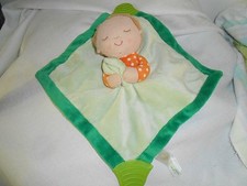 ANIMAL ADVENTURE KAREN KATZ WHERE BABY'S GREREN SATIN BLANKET LOVEY AA SECURITY