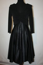 Eliza J Size 8 Black Pleated Bridesmaid Prom Midi Swing Dress 3/4 Sleeve