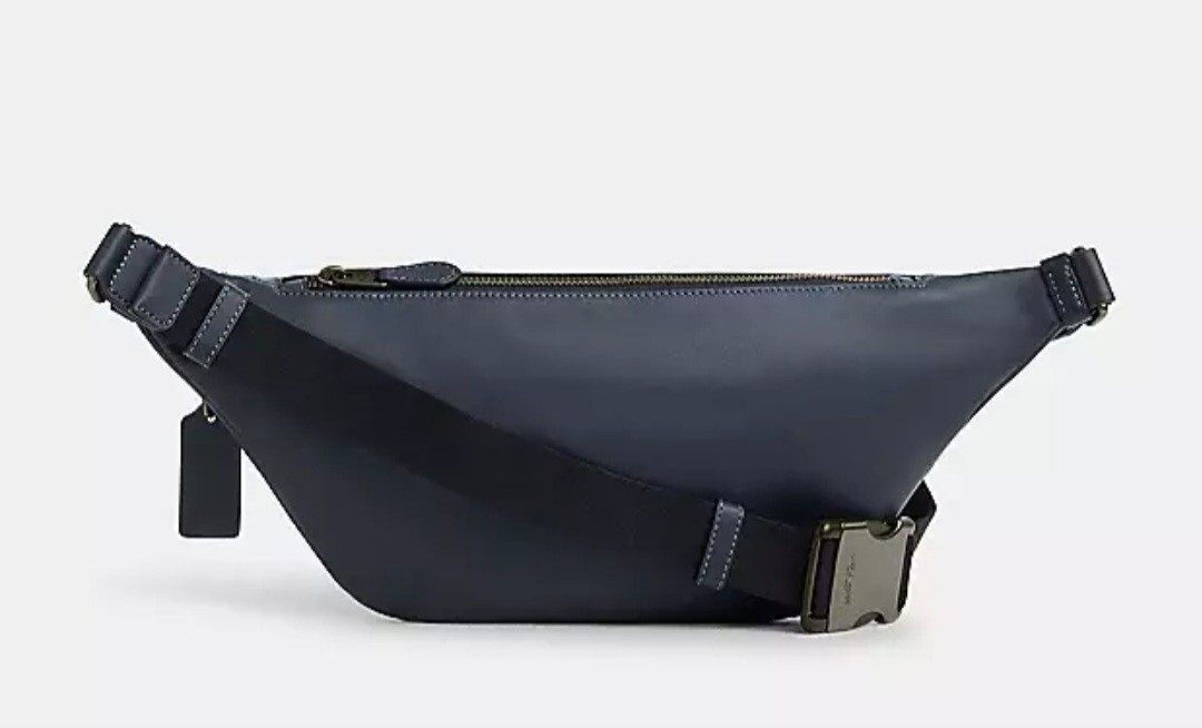 Coach Warren Belt Bag With Blue Plaid Print CN406 NWT A