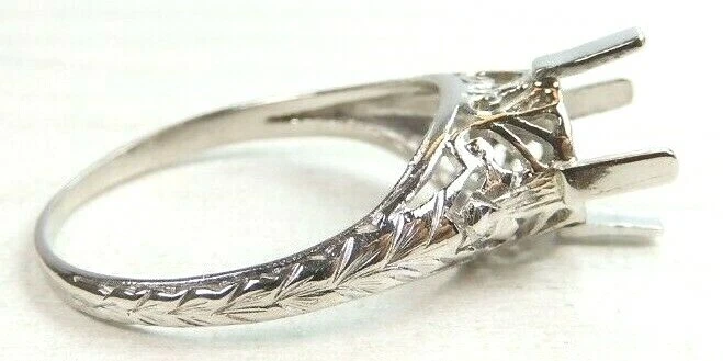 Antique Art Deco Setting Mounting Plat Hold 6.5MM-7.5MM Ring Size 7 UK-N1/2 - Image 4 of 4