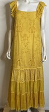 Payal Jain BOHO Yellow Eyelet Floral Maxi Dress 6 Lace NWOT Anthropologie