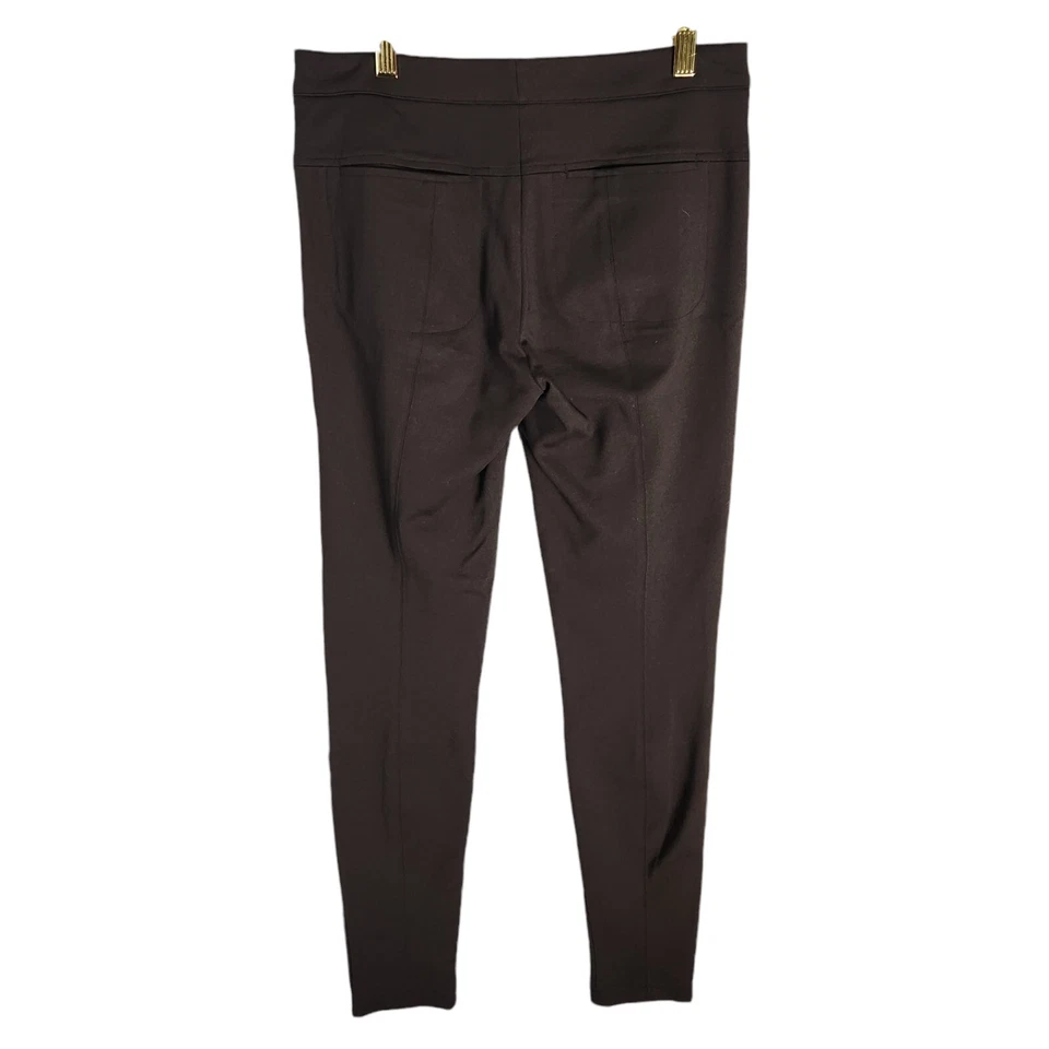 Vince size 6 dark chocolate brown ponte pants zip pockets slim - Image 2 of 4