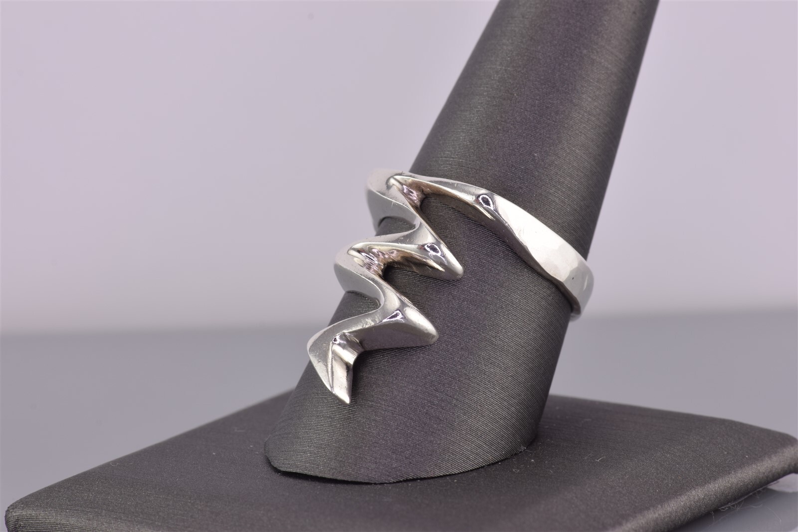 Sterling Silver 23mm Solid Zigzag Swirled Moderni… - image 6