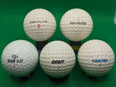 Lot of 5 Vintage Golf Balls - Assorted Brands - Top Flite, Orbit, RAM, Lot #3