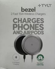 Tylt Shield Bezel 2 Fast 15W Wireless Charging Pad Dual Pack Black & White