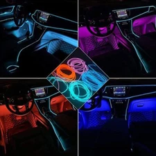 Car Party Neon LED Light Glow EL Wire String Strip Rope Tube Decor + Controller