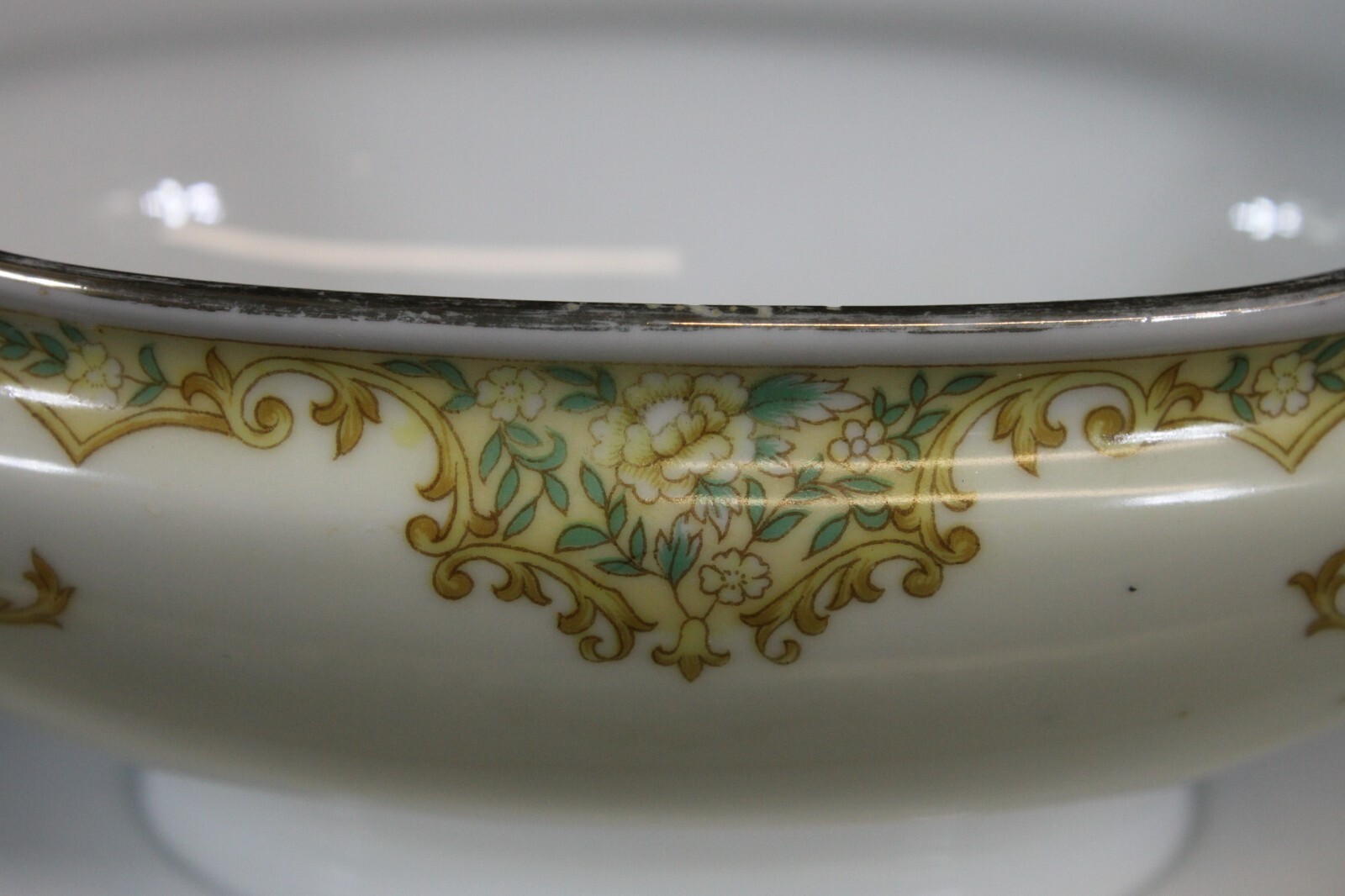 Vtg Noritake Gravy Boat Bowl Attached to Plate Floral M Japan Serving