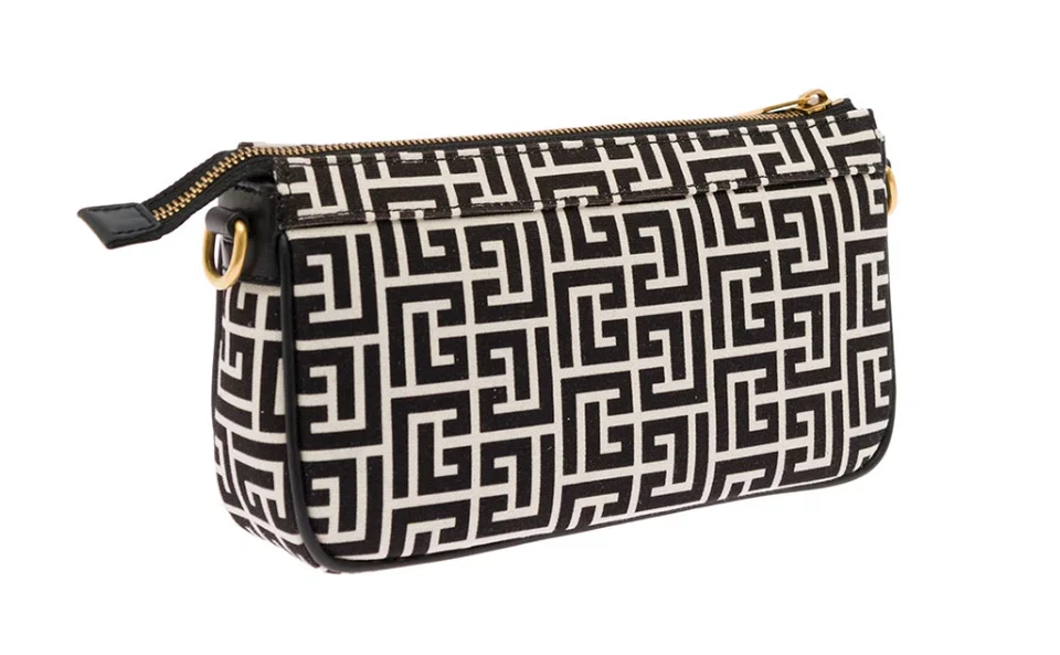 Bolso de hombro Balmain para mujer con patrón de monograma negro vinculado a cadena NUEVO Foto 3 de 4