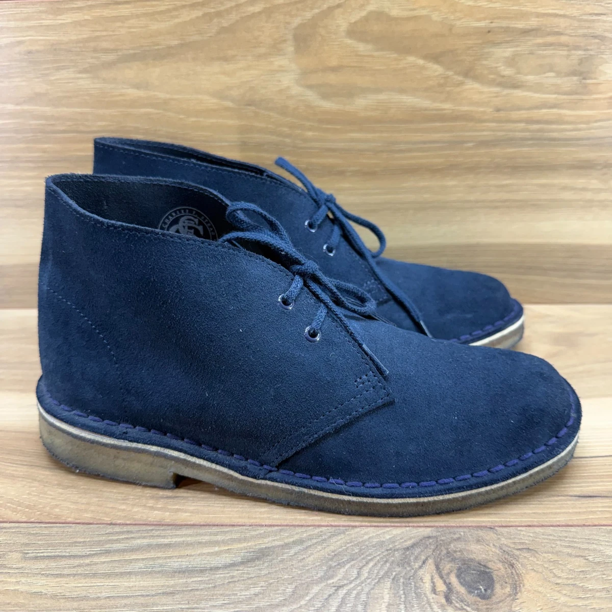 Clarks Charles F Stead Chukka Boots Womens 8 M Navy Blue Suede Ankle Clarks Suede Upper Blue Boots for Women for sale | eBay main image 3