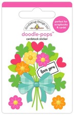 Doodlebug Stickers Doodle-Pop 3D Love You Bouquet Bright Flowers Spring Bow