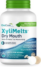 OraCoat XyliMelts Dry Mouth Relief Moisturizing Oral Adhering Discs Mild Mint w/
