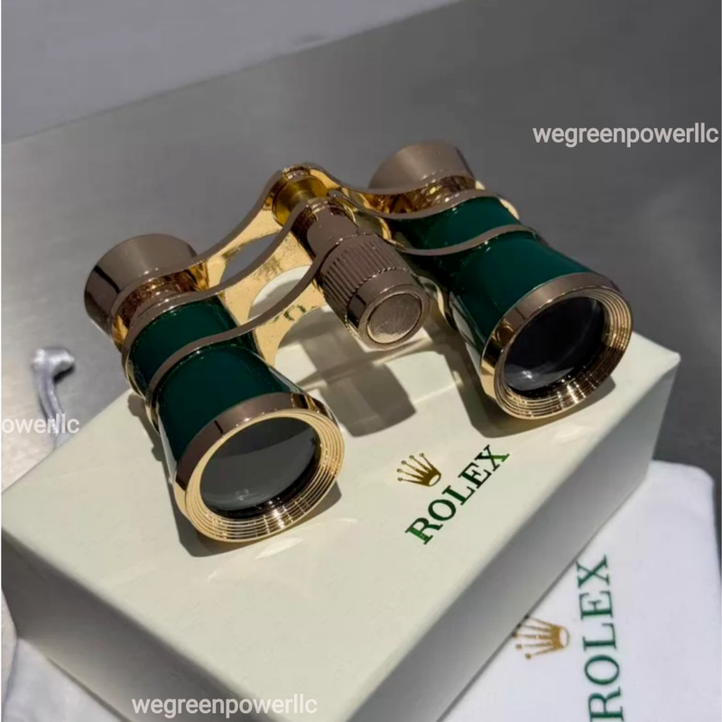 New Rolex Green Lacquer Opera Binoculars With Box & Pouch Luxury VIP Auc 