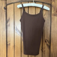 NWOT No Boundaries Rib Cami SZ S (3-5) Womens Brown Pull Over Straps Undershirt