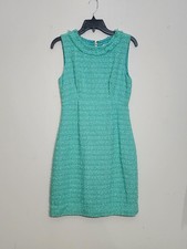 Kate Spade Tweed Dress Size 6 Aqua Sleeveless Textured Lined Zip Back Sheath