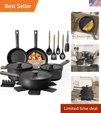 Non Stick Cookware Set 19 Pcs Titanium Induction Safe Healthy Kitchen Pots Pans