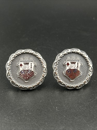 Hickok USA Designer Signed King of Spades Silver Plated Cufflinks