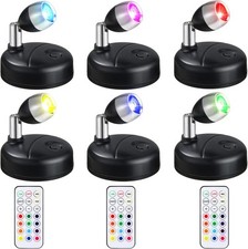 6 Pieces Battery Operated Spotlights Indoor LED Wireless Spotlight Black