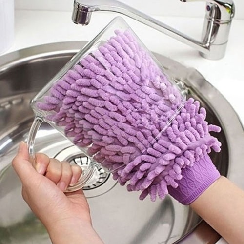 Neu Handschuh Chenille Reinigung Waschstaub Mikrofaser Super Auto Mitt Tuch Schw - Bild 11 von 12