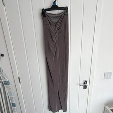 SHEIN Grey Long Pencil Skirt XS Twist Front Slit Stretch Pull On Knit