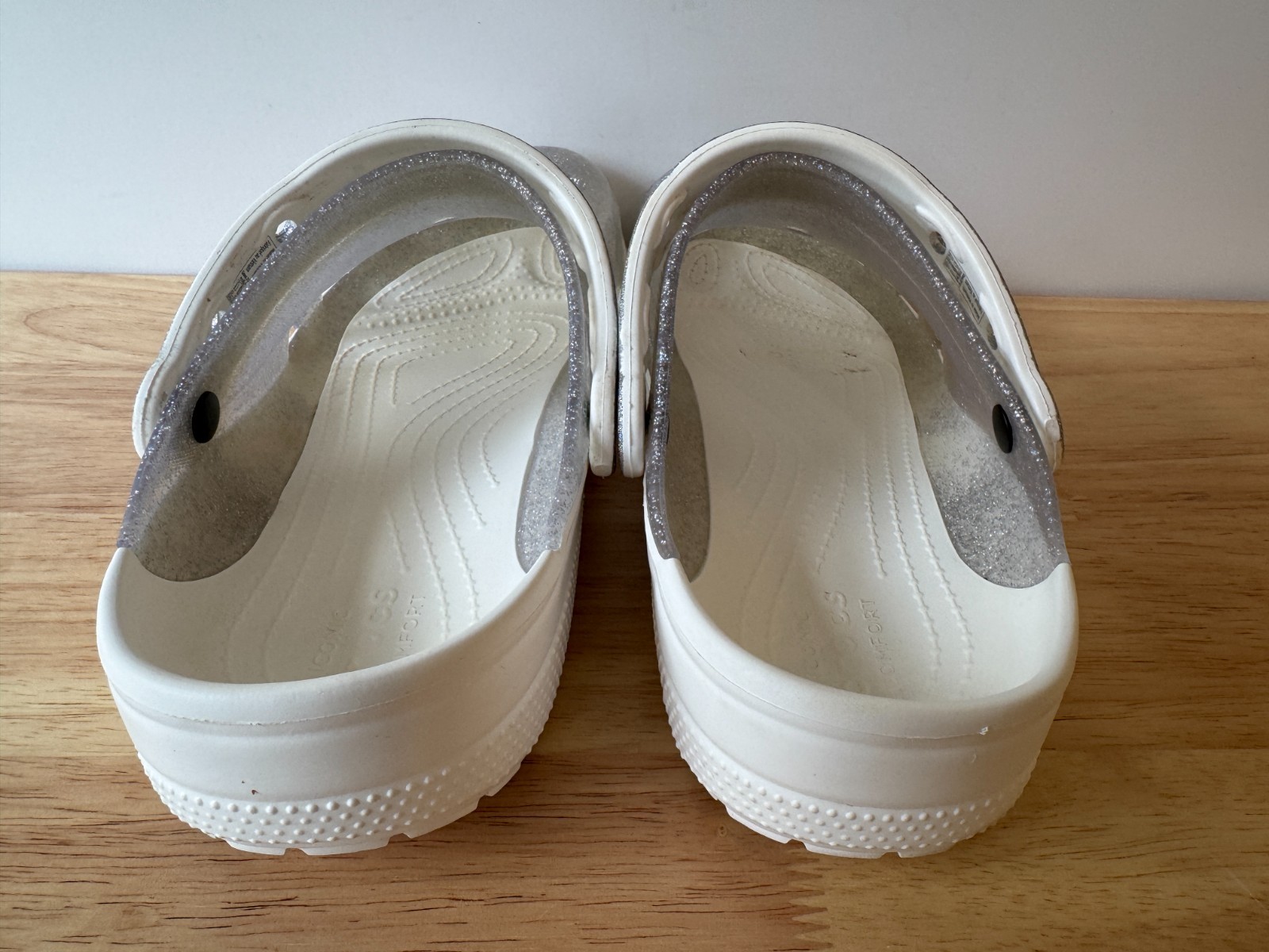 Crocs Classic Translucent Glitter Clogs Shoes Whi… - image 2