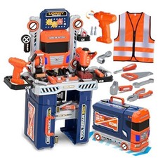 Kids Tool Bench Set with Electric Drill  Work Clothes, 68 PCS Realistic
