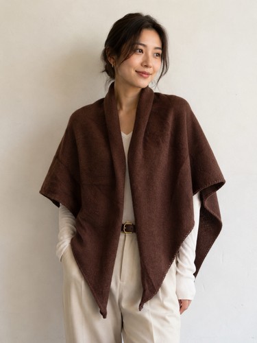 Loro Piana Women's Brown 100% Cashmere Thick Knit Scarf Shawl Wrap