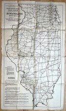 1923 ILLINOIS STATE BOND ISSUE ROAD SYSTEM HIGHWAY MAP SMALL ELECTION BROADSIDES