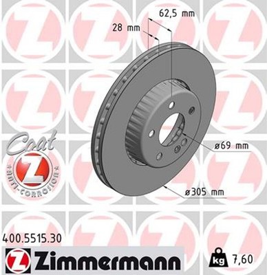 2x ZIMMERMANN Bremsscheibe FORMULA S 400.5515.30 für MERCEDES A205 KLASSE W205
