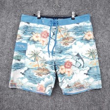 Salt Life Trunk Shorts Mens 36 Blue SLX QD Vapor Stretch Drawstring Floral Swim