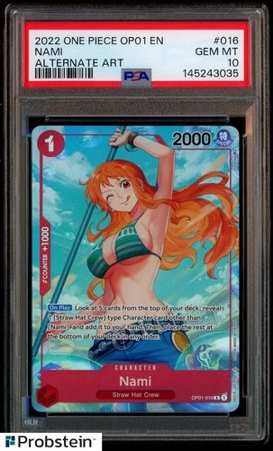 2022 One Piece OP01 EN Alternate Art #016 Nami Pre-Errata PSA 10 GEM MINT
