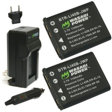 Wasabi Power Battery 2-Pack and Charger for Olympus LI-40B, LI-42B