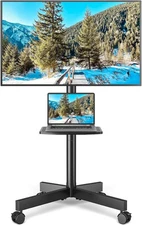 Rolling TV Stand with Shelf for 23-60 inch TVs up to 88lbs, Portable Mobile TV