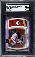 2021 Topps Definitive Coll. Freddie Freeman JUMBO RELIC PURPLE SGC 9 (1/5)