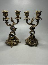 A Pair of 19th Century Bronze signed J.B. Candlesticks Jennings Brothers