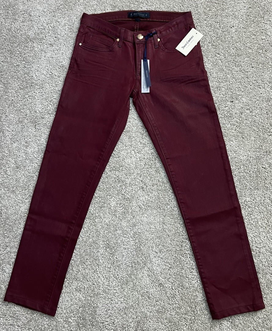 Juicy Couture Pigment Coated Skinny Jeans Burgundy Pants Lapis Women’s Size 26