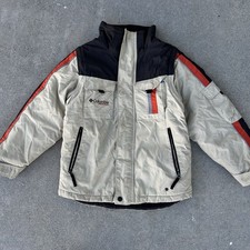 Columbia Kids' Puffer Jacket in Black and Gray with Tan Highlights Size 8