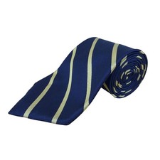 Vintage Brooks Brothers Mens Navy Yellow Silk Striped Tie Handmade USA Classi