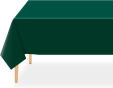 Dark Green Plastic Table Cloth Disposable 2 Pack, 54 x 108 Inch Tablecloths for