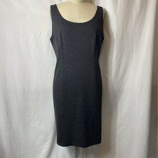 Tahari VTG Y2K Classic Corporate Chic Sheath Tank Dress Charcoal Black Sz 14P
