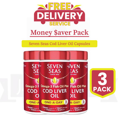 3 x SEVEN SEAS - Omega3 Fischöl plus Lebertran One A Day Kapseln 120ct