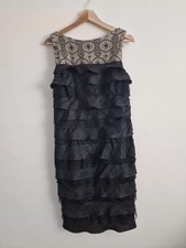 Linea Womens Dress Size 12 Black Lace Layered Party Evening Occasion