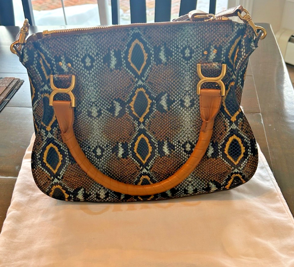 NWT Chloe Marcie medium Python-Embossed Bag - image 2