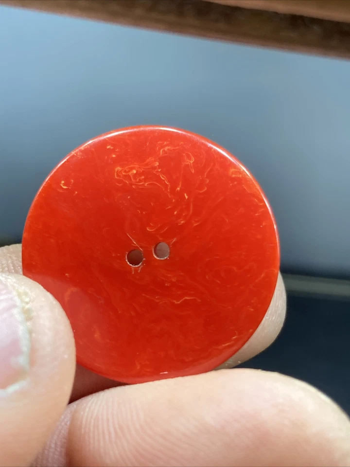 (2) Vintage Sewing Crafts Bakelite Cherry Red Round Two Hole Buttons 1” - Image 4 of 4