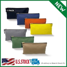 7 Pack Canvas Tool Bag Zipper Pouch - Heavy Duty 16 oz. Canvas Tools Utility ...