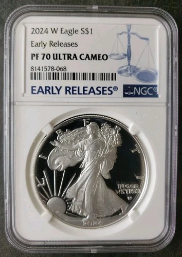 2024 W Proof $1 American Silver Eagle Dollar NGC PF70 Ultra Cameo
