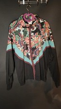 Vintage 80s Track Suit Zip Up With Pink and Teal Pattern