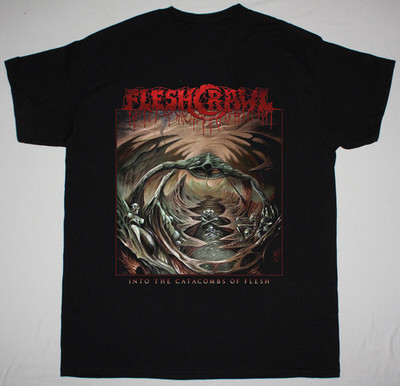 Fleshcrawl - Into the Catacombs of Flesh Short Sleeve Black All Size Shirt