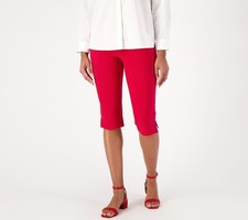 Belle by Kim Gravel Regular Ponte Skimmer Pants with Pockets Americana Red 10 Ne